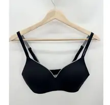 Calvin Klein Black Gray‎ Trim T-Shirt Bra Wireless Womens Size Medium