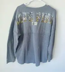 PINK Bling Varsity Crew Sweatshirt Tunic Sequins!