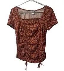 Wild Moss Women's Floral Cropped Runched Top Size XL Cottagecore Boho Peasant