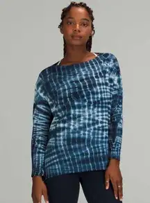 Lululemon Back In Action Long Sleeve Shirt Shibori Square Navy 4 6