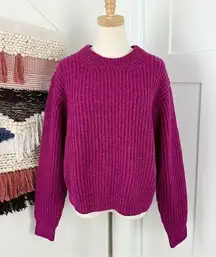 Acne Studios 100% Wool Chunky Rib Knit Sweater Magenta Pink Size S