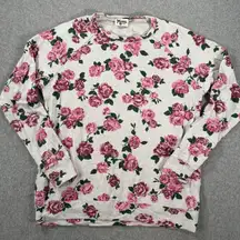 Show Me Your Mumu Theo Sweatshirt Pink Roses Women's Small Crew Neck Long Sleeve