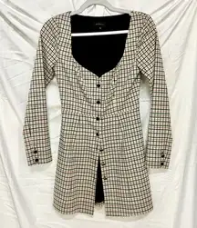 Majorelle Dixie Multi Gingham Long Sleeve Button Front Mini Dress Gray Womens XS