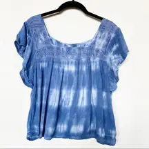 Hollister Embroidered Square Neck Tie Dye Top Size Small