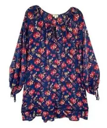 Lily White Floral Peasant Boho Tunic Dress