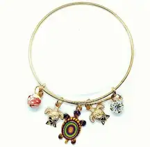 Boutique Beaded Sea Turtle Charm Colorful Bangle Bracelet