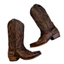 Stetson Embroidered Western Snip Toe All Leather Boots