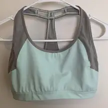 Athleta Light Blue & Gray T-Back Sports Bra