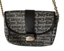 Juicy Couture Shoulder Bag Womens Black Monogram‎ Chain Strap Purse Handbag Logo