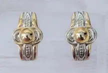 Vintage Clip On Earrings Stunning Statement Silver Tone & Gold Tone Elegant