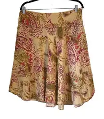 SK1 Vintage Lauren Ralph Lauren 100% Linen Paisley Skirt Size‎ 10 Medium