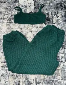 Pre-Owned Size 10 Princess Polly Green Ara Bella CropTank Top and Sweatpants Set