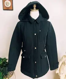 Quilted Black Fitted Coat Small