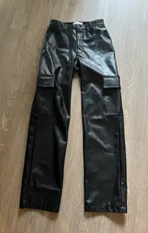 Abercrombie curve love vegan leather cargo 90s relaxed pants