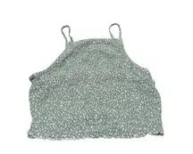 Hollister green floral high neck cropped tank top