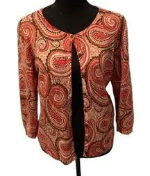 Talbots 100% merino wool cardigan office career knit paisley size Small Petite﻿﻿