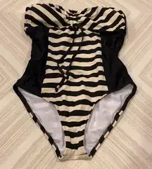 Ella Moss Ivory/Black Strpless Stripe Bathing Suit