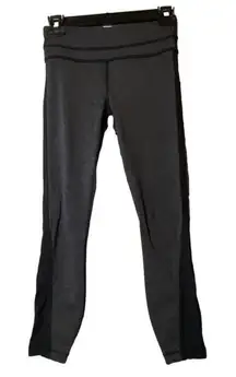 Lululemon Run Pace Tight Heathered Deep Coal back Zipper pocket Leggings‎ sz 4