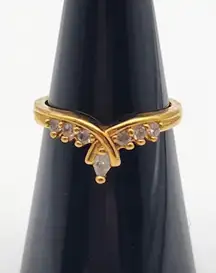 Vintage Nevada Silver Mine Gold Tone & Clear CZ Tiara Ring (7)