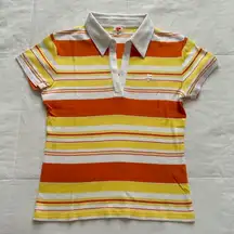 Courreges Orange and Yellow Stripe  Polo Tee Shirt size 38