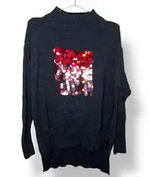 525 America Big Sequence Cotton Cashmere Oversized High Low Sweater