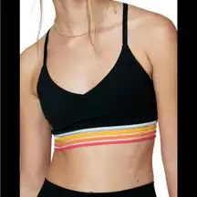 Spiritual Gangster Nikki Dream Tech Eco Jeresy Sports Bra Black Color Stripe L