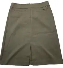 LOFT Army Green Textured Front Slit Knee Length Skirt