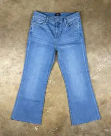 7 For All Mankind Dojo Jeans Size 29 Cropped Flare Mid Rise Raw Hem Light‎ Was