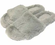 J/Slides Size 7 Lelee Grey Faux Fur Rubber Sole Slides New