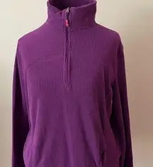 Tangerine long sleeve Athletic pullover top shirt waffle knit 1/4 zip purple L