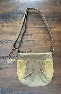 Vintage Fossil Key Per Canvas‎ Crossbody Purse Tan Corduroy Y2K 2000's