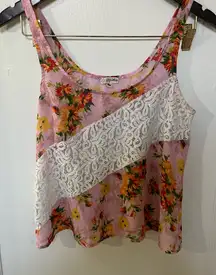 Lily White Pink Asymmetrical Crop Tank Top