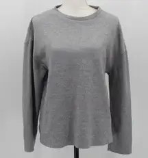 Zara Medium Fleece Ribbed Pullover Sweatshirt Sweater Boxy Grey Long Sleeves