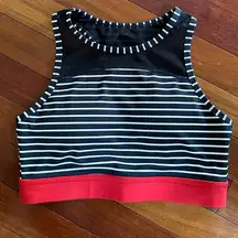 NEW Mono B Blue Stripe Sports Bra Top Mesh Patriotic Athletic Summer July 4 USA