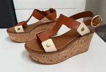 Frye Dahlia Caramel Wedge Platform Sandals Size 37 (US 6.5)