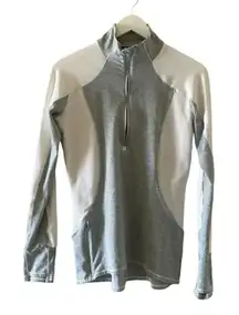 Athleta Women’s Gray White Color block Running Wild Half Zip Jacket SZ S #1021
