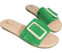 New Eric Michael Green Suede‎ Leather Buckle Slide Sandals Flats 41 / 10-10.5