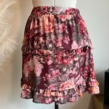 NWT Lost + Wander Garden Floral Ruffle Mini Skirt