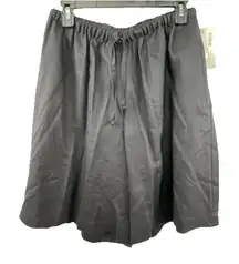 Elisabeth Liz Claiborne Sz 14 100% Linen Shorts Black Elastic Waist Pockets
