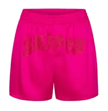SKIMS RHINESTONE Logo Boxer Shorts in Raspberry