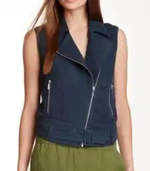 Elizabeth and James Linen Blend Size Large Trans Tegan Biker Vest