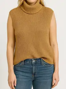 Rachel Zoe tan knit collared sweater vest large