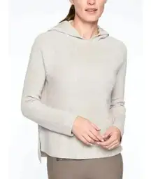 Athleta Rest Day Hoodie Sweater Knit Light Gray Pima Cotton Silk Blend Size XS
