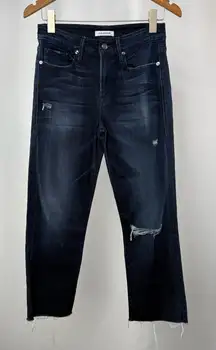 Good American Good Legs Distressed Raw Hem Jeans in Blue201 Size 4 or 27