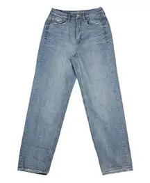 American Eagle  Womens 6 Baggy Jeans Light Wash High Rise Straight Leg Distressed