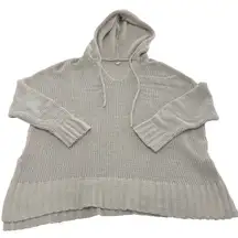 Aerie Sweater Women Medium Beige Ribbed Knit Hoodie Long Sleeve Oversized