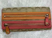 COACH  Signature Canvas Double Zipper Wallet