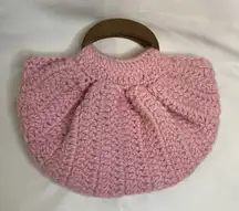 Crocheted Purse Cottage Coquette Pink Barbie Bella Handmade Cloth Floral Liner