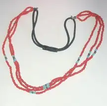 Red & Blue Seed Bead Beaded Stretchy Boho Necklace Headband