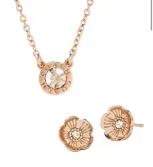 Coach Open Circle Necklace and Stud Earring Set